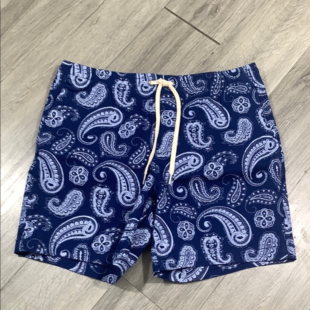 PACSUN Nave Blue Paisley Pull-On Cotton Stretch Volley‎ Style Shorts size M